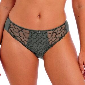 NEW Fantasie Ana Embroidered Scallop Seamless Back Brief Panty 6705 Olive Green